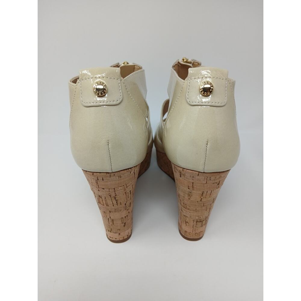 Michael Kors Damita Iconic Gold Zipper Nude Cork Wedges Women’s US Size 7.5M - Picture 10 of 16